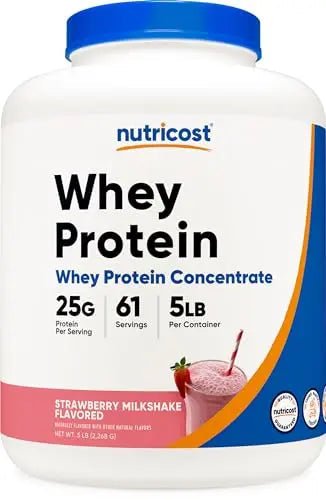 Nutricost Whey Protein Concentrate (Strawberry Milkshake) 5LBS - Gluten Free - TrustMedUSA