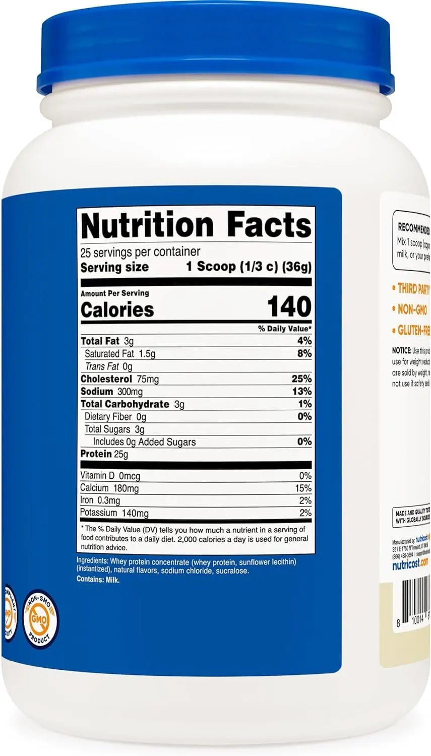Nutricost Whey Protein Concentrate (Vanilla) 2LBS - TrustMedUSA