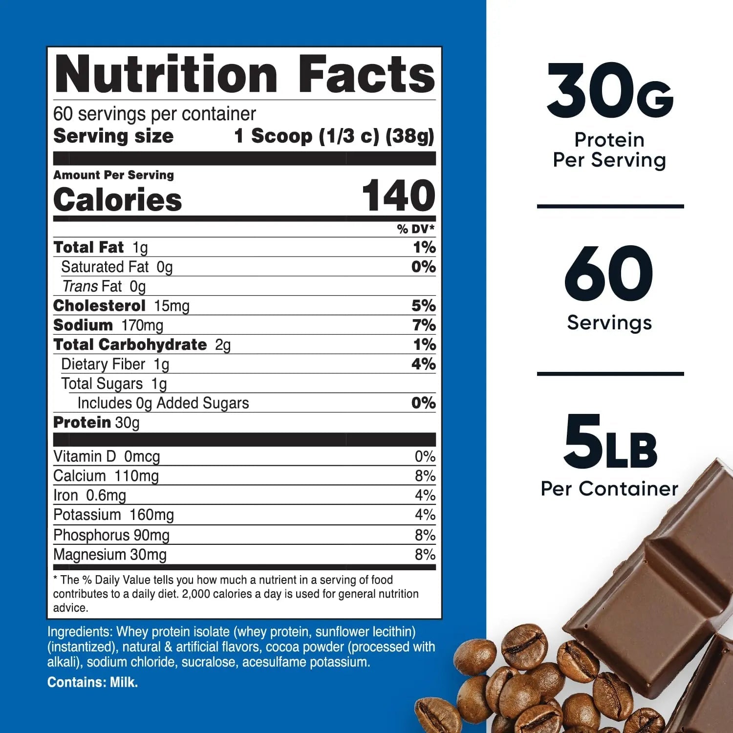 Nutricost Whey Protein Isolate (Mocha) 5LBS - Gluten Free & Non-GMO - TrustMedUSA