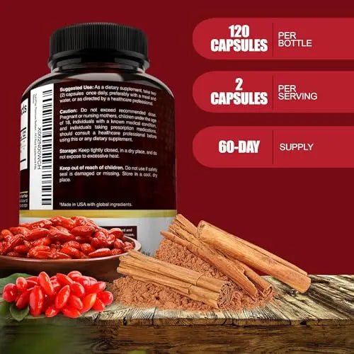 NutriFlair Premium Berberine HCL 1200mg, 120 Capsules - Plus Pure True Ceylon Cinnamon - TrustMedUSA