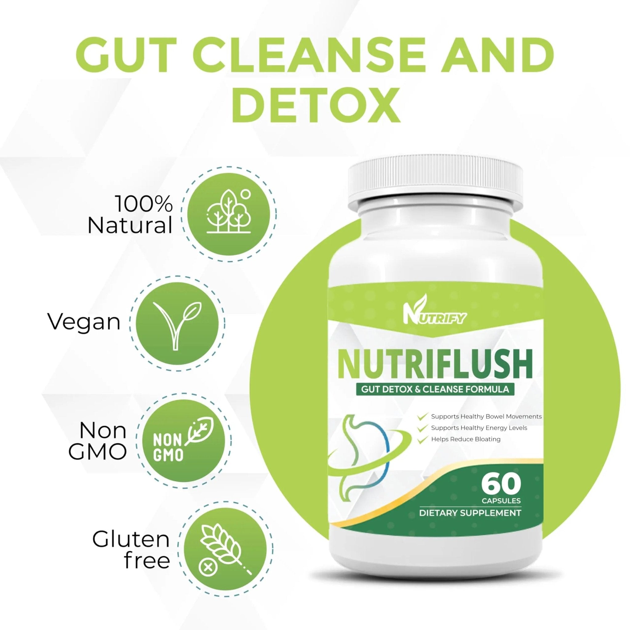 NutriFlush - Powerful Colon Support & Gut Cleanse Formula, High Absorption, GMO Free, Made in USA - TrustMedUSA
