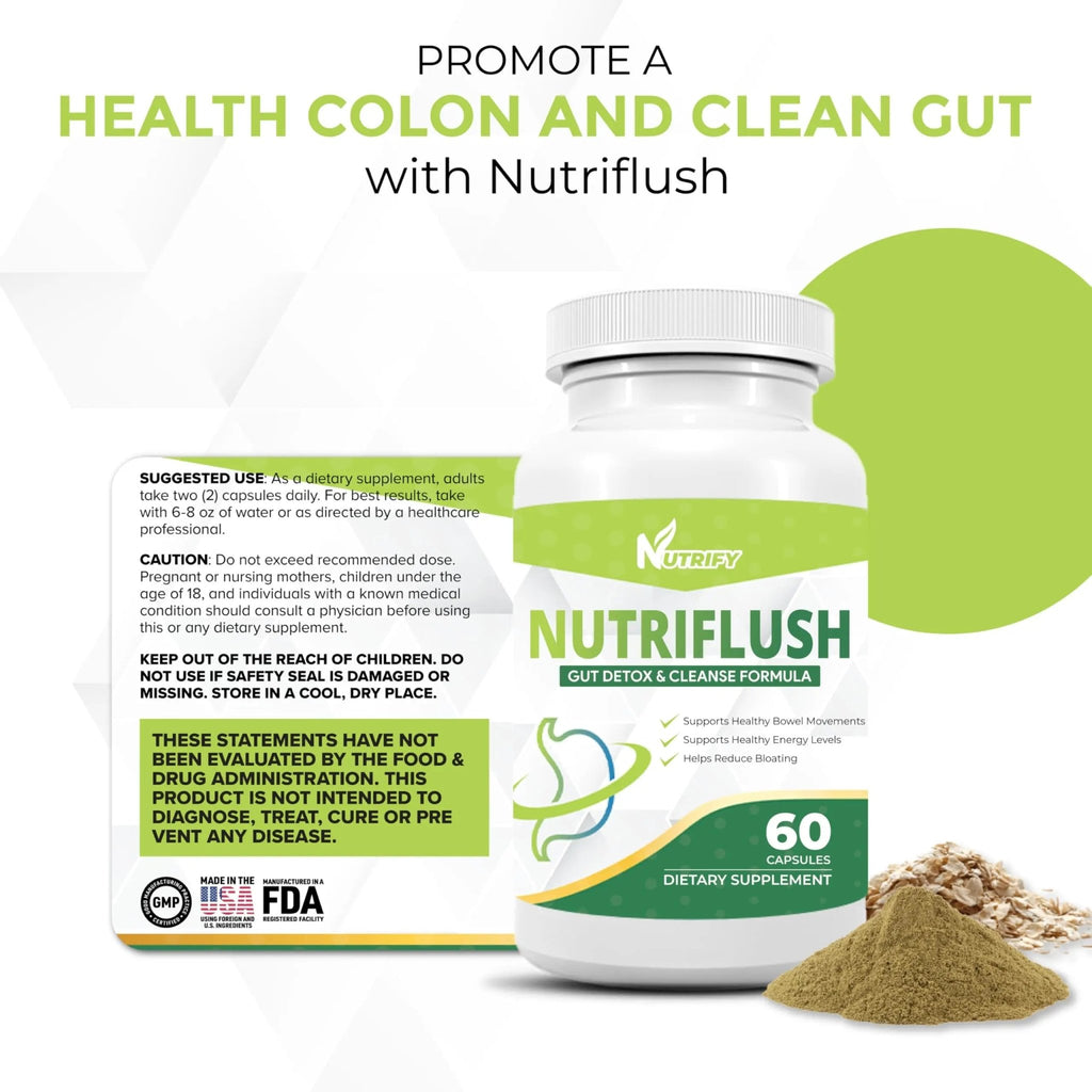 NutriFlush - Powerful Colon Support & Gut Cleanse Formula, High Absorption, GMO Free, Made in USA - TrustMedUSA