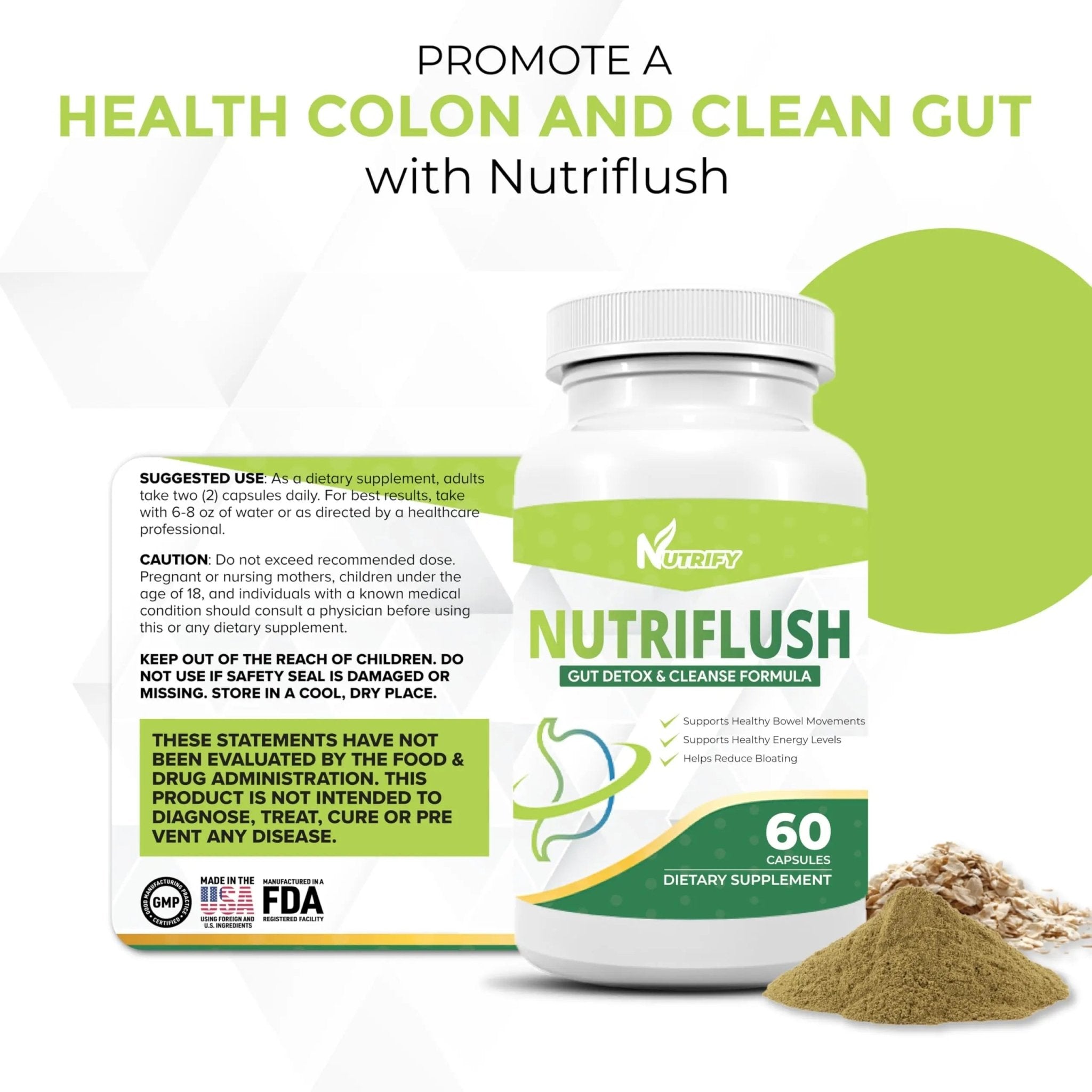 NutriFlush - Powerful Colon Support & Gut Cleanse Formula, High Absorption, GMO Free, Made in USA - TrustMedUSA