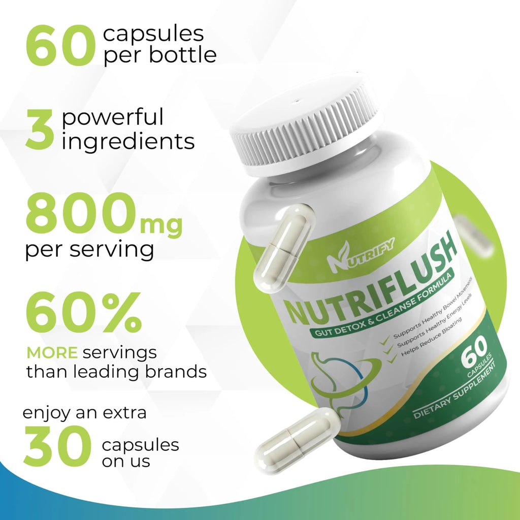 NutriFlush - Powerful Colon Support & Gut Cleanse Formula, High Absorption, GMO Free, Made in USA - TrustMedUSA