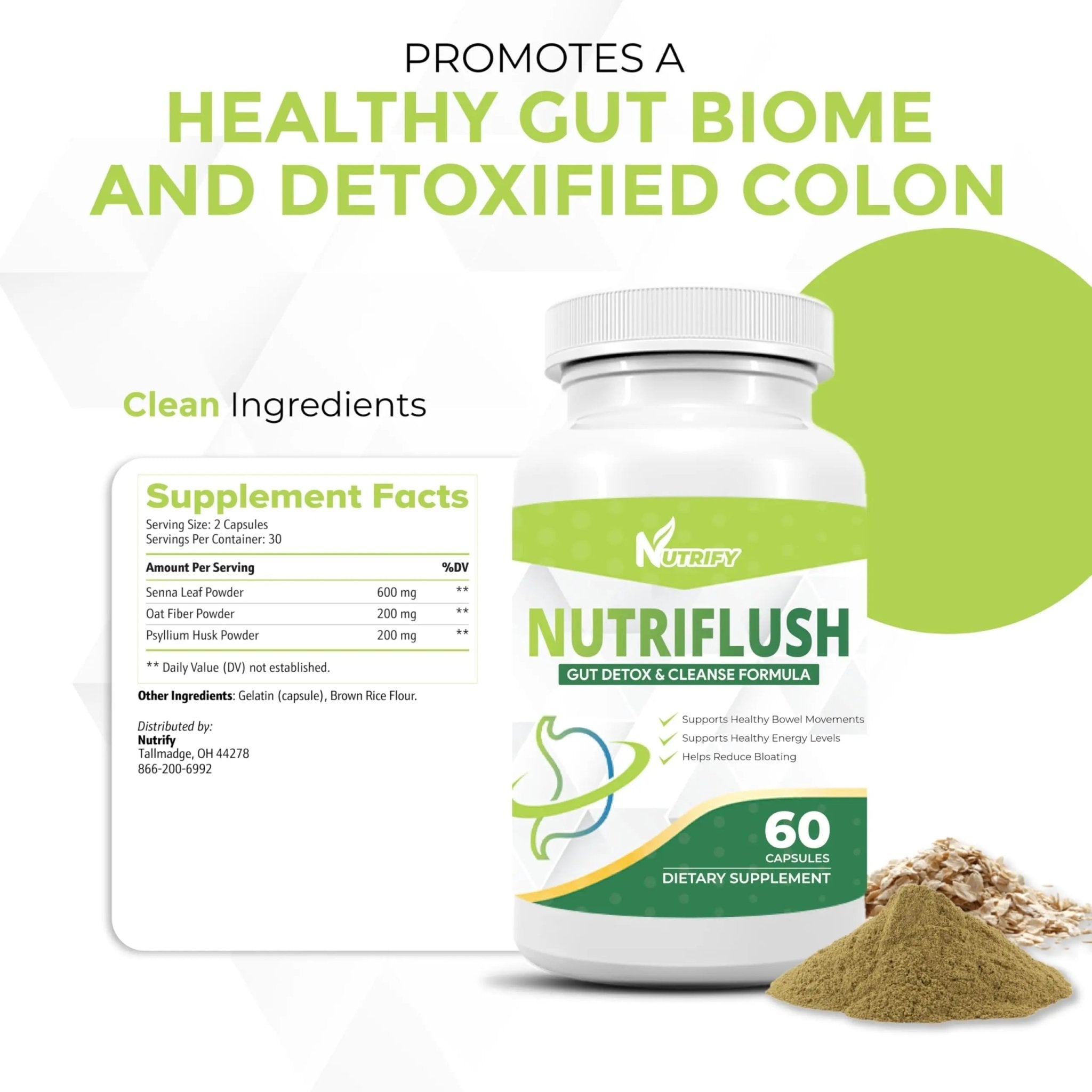 NutriFlush - Powerful Colon Support & Gut Cleanse Formula, High Absorption, GMO Free, Made in USA - TrustMedUSA