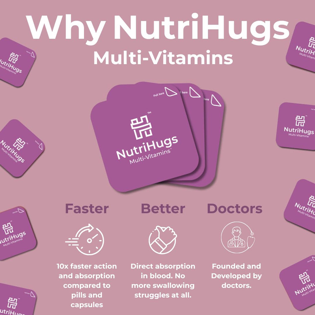 NutriHugs Daily Multivitamin Dissolving Strips - Vitamins A, B-Complex, C, D3 and K2 - 11 Essential Vitamins & Minerals - Vegan, Sugar-Free, Fast-Absorbing Oral Thin Film - Doctor-Founded - 30 Count - TrustMedUSA
