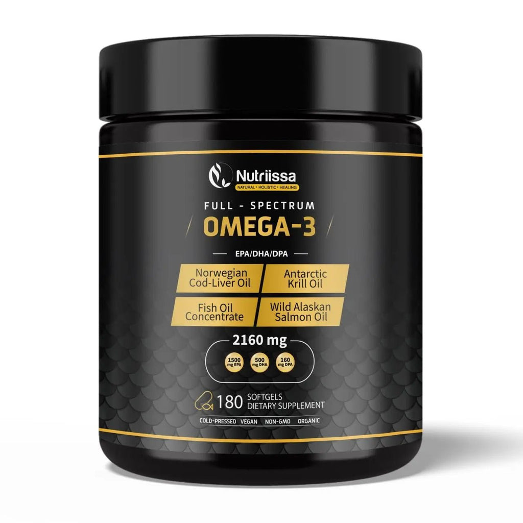 Nutriissa Omega 3 - Full Spectrum - 180 Count - High Concentrate Formula Fish Oil, Krill Oil - TrustMedUSA