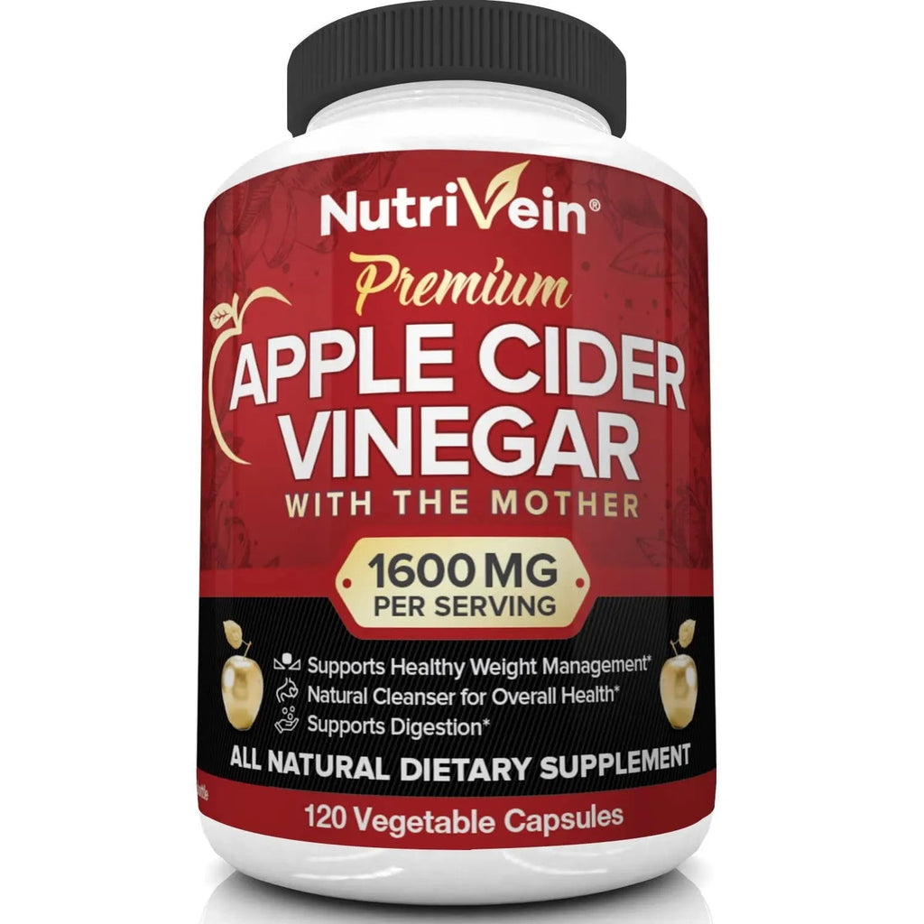 Nutrivein Apple Cider Vinegar Capsules with Mother - 1600mg - 120 Vegan - TrustMedUSA