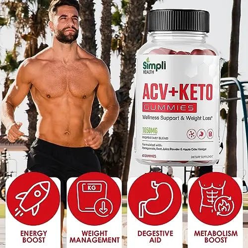 Nutrocell Simpli Health ACV Ketos Gummies Keto Apple Cider Vinegar 1050mg - TrustMedUSA