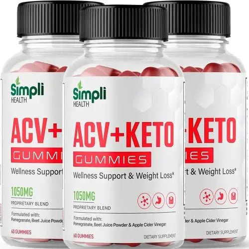 Nutrocell Simpli Health ACV Ketos Gummies Keto Apple Cider Vinegar 1050mg - TrustMedUSA