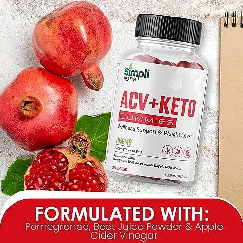 Nutrocell Simpli Health ACV Ketos Gummies Keto Apple Cider Vinegar 1050mg - TrustMedUSA