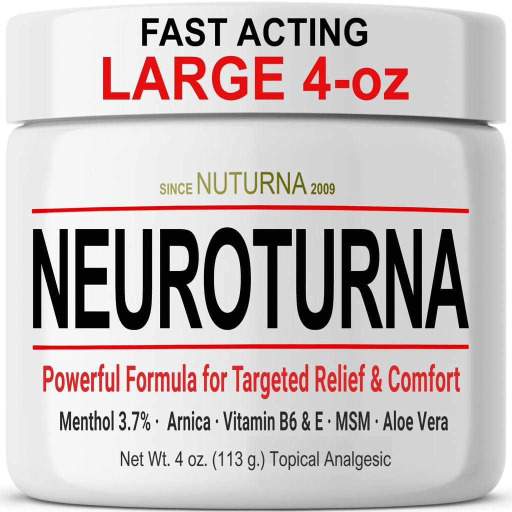 Nuturna Nerve Cream - Fast Acting Comfort for Feet, Hands, Legs & Toes - Ultra Strength Menthol, Arnica, Aloe Vera, MSM - Cooling Soothing Comfort - Non-Greasy, Paraben-Free - 4 oz - TrustMedUSA