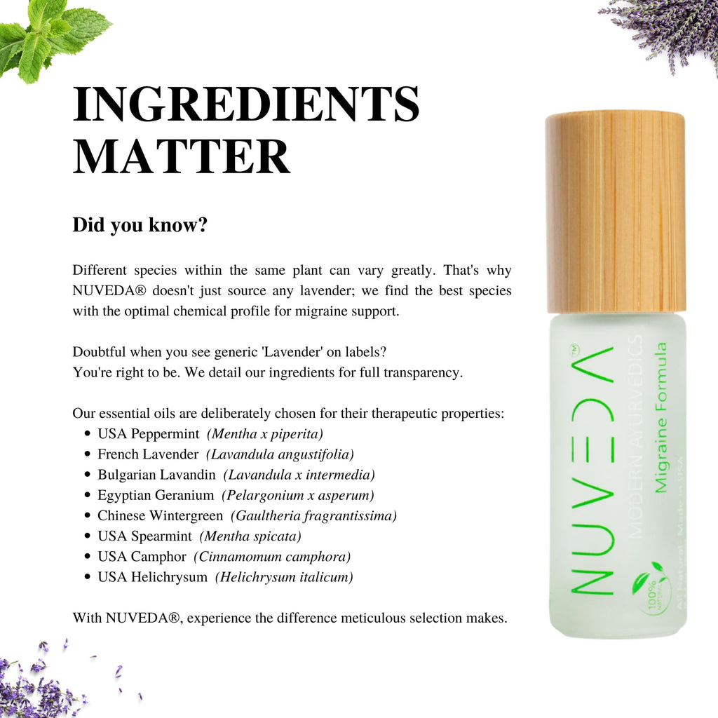 NUVEDA® Advanced Migraine Formula - All Natural Headache Stick | Modern Ayurvedic, Roll On Stick | Therapeutic Grade Essential Oil Aromatherapy | Made in USA - TrustMedUSA