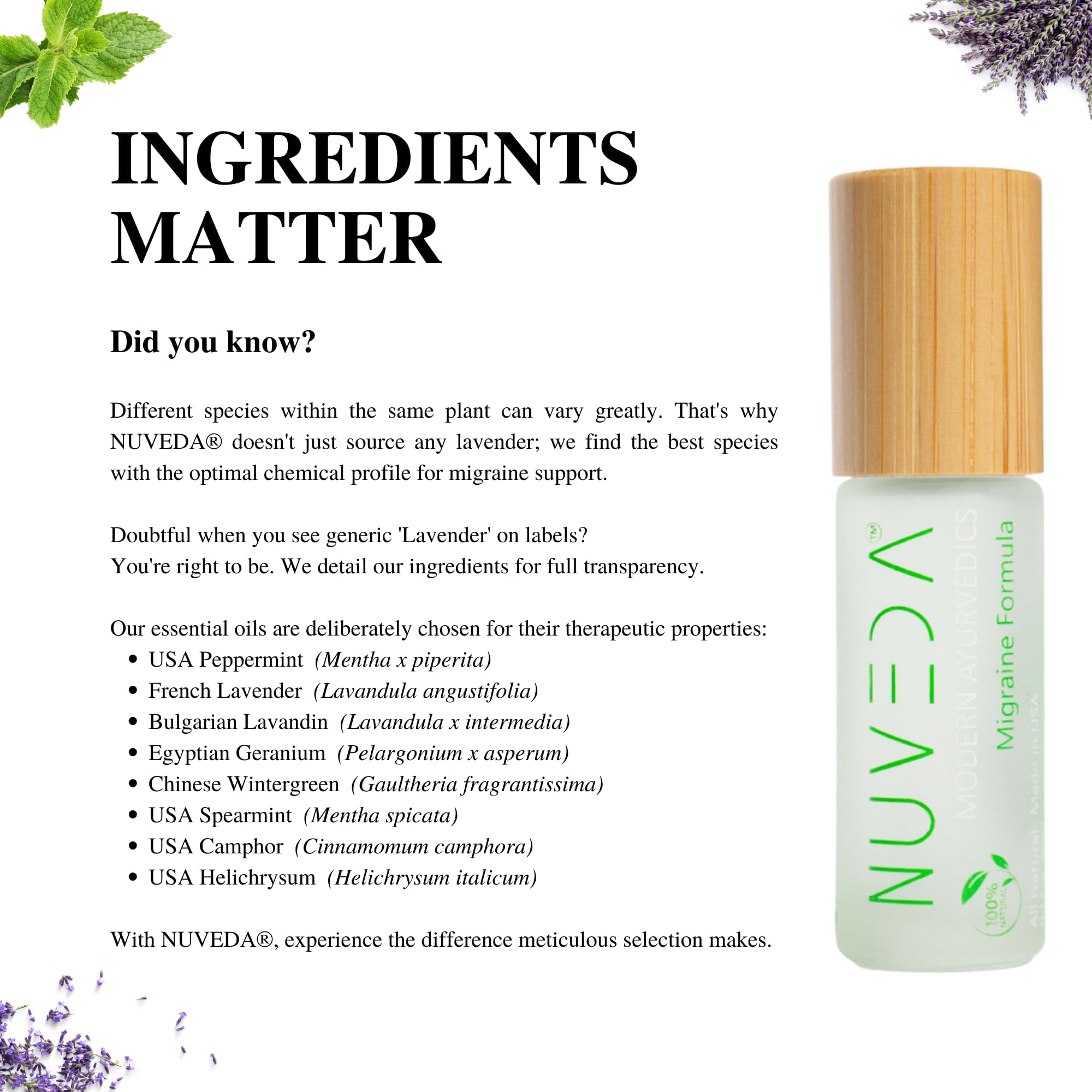 NUVEDA® Advanced Migraine Formula - All Natural Headache Stick | Modern Ayurvedic, Roll On Stick | Therapeutic Grade Essential Oil Aromatherapy | Made in USA - TrustMedUSA