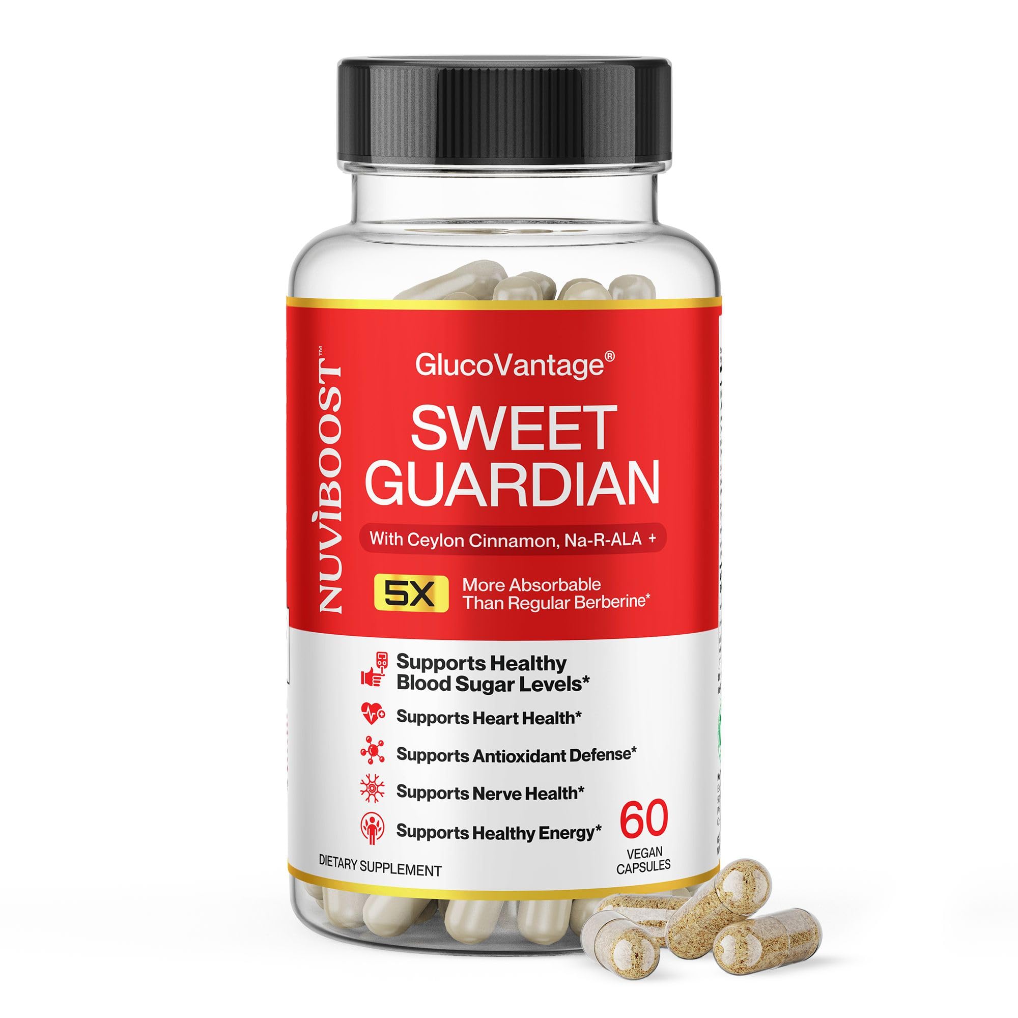 NUVIBOOST Super Dihydroberberine (GlucoVantage®) 200mg with Ceylon Cinnamon, Alpha Lipoic Acid, Selenium, Gymnema Sylvestre, Benfotiamine and Others for Overall Immunity. - TrustMedUSA