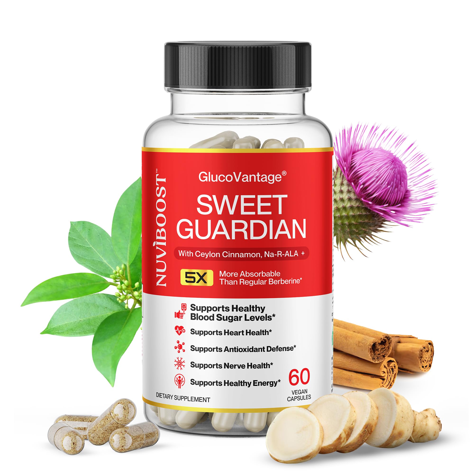 NUVIBOOST Super Dihydroberberine (GlucoVantage®) 200mg with Ceylon Cinnamon, Alpha Lipoic Acid, Selenium, Gymnema Sylvestre, Benfotiamine and Others for Overall Immunity. - TrustMedUSA