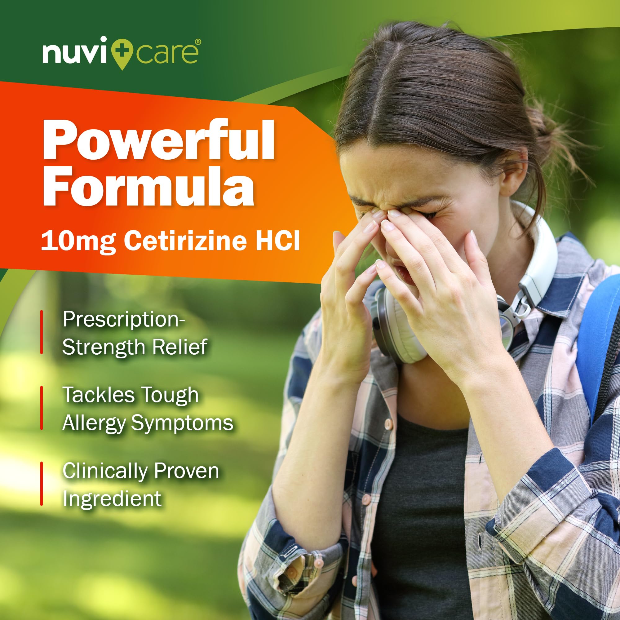 Nuvicare 24-Hour Allergy Medicine - Cetirizine Hydrochloride 10mg Tablets - Compare to the Active Ingredient in Zyrtec Antihistamine Meds - Generic Allergy Pills for All Day Allergy Relief (100 Count) - Maple Wellness Supplements