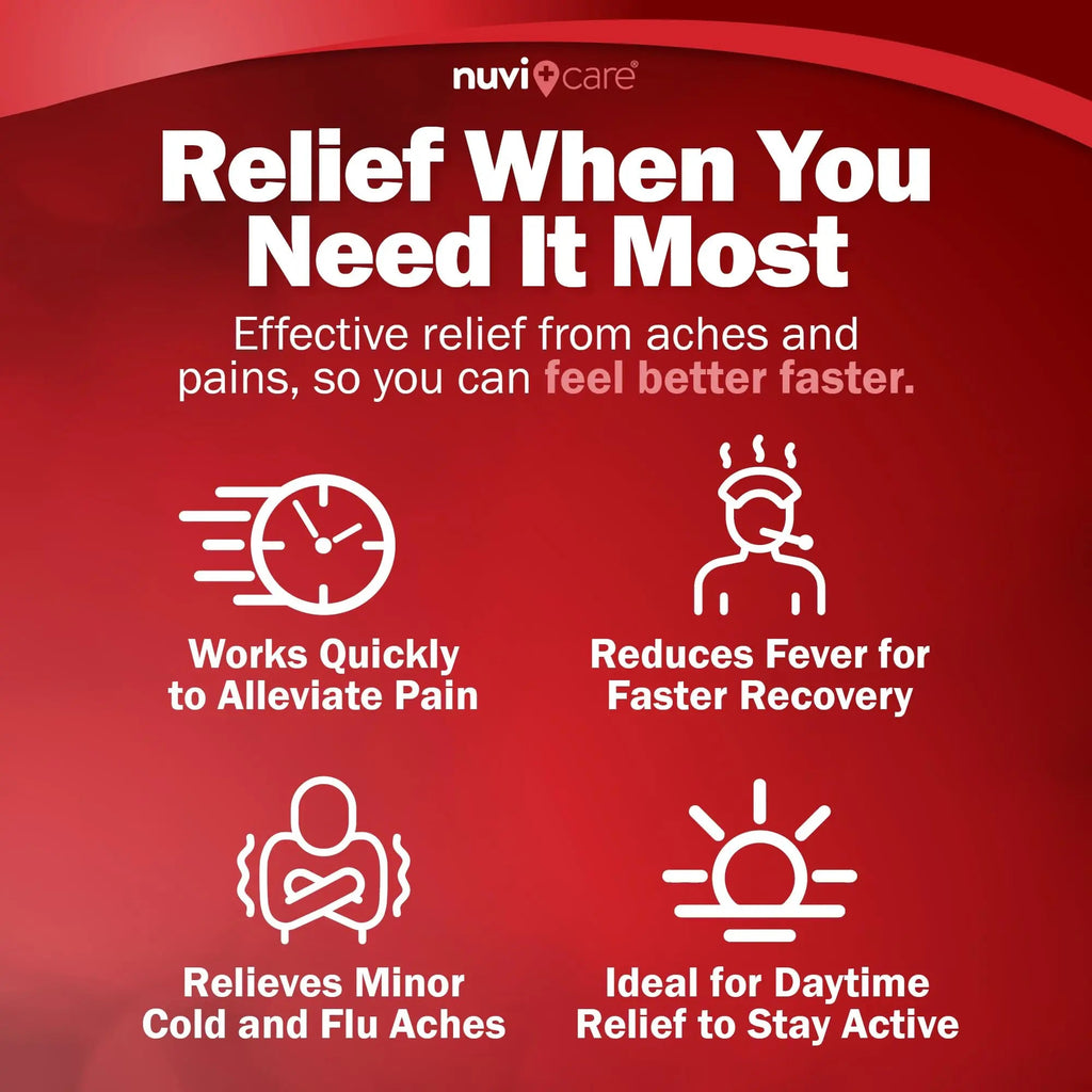 NUVICARE Acetaminophen 500mg Extra Strength Pain Relief - Compare to Tylenol Extra Strength Pain Reliever & Fever Reducer - 500mg Tablets for Adults for Headaches (100 Caplets) - TrustMedUSA