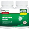 NUVICARE Headache Relief with Acetaminophen 250 mg, Aspirin (NSAID) 250 mg, Caffeine 65 mg - Temporary Relief of Minor Aches & Pains - Compare to Excedrin Extra Strength Pain Reliever (2 Pack) - TrustMedUSA