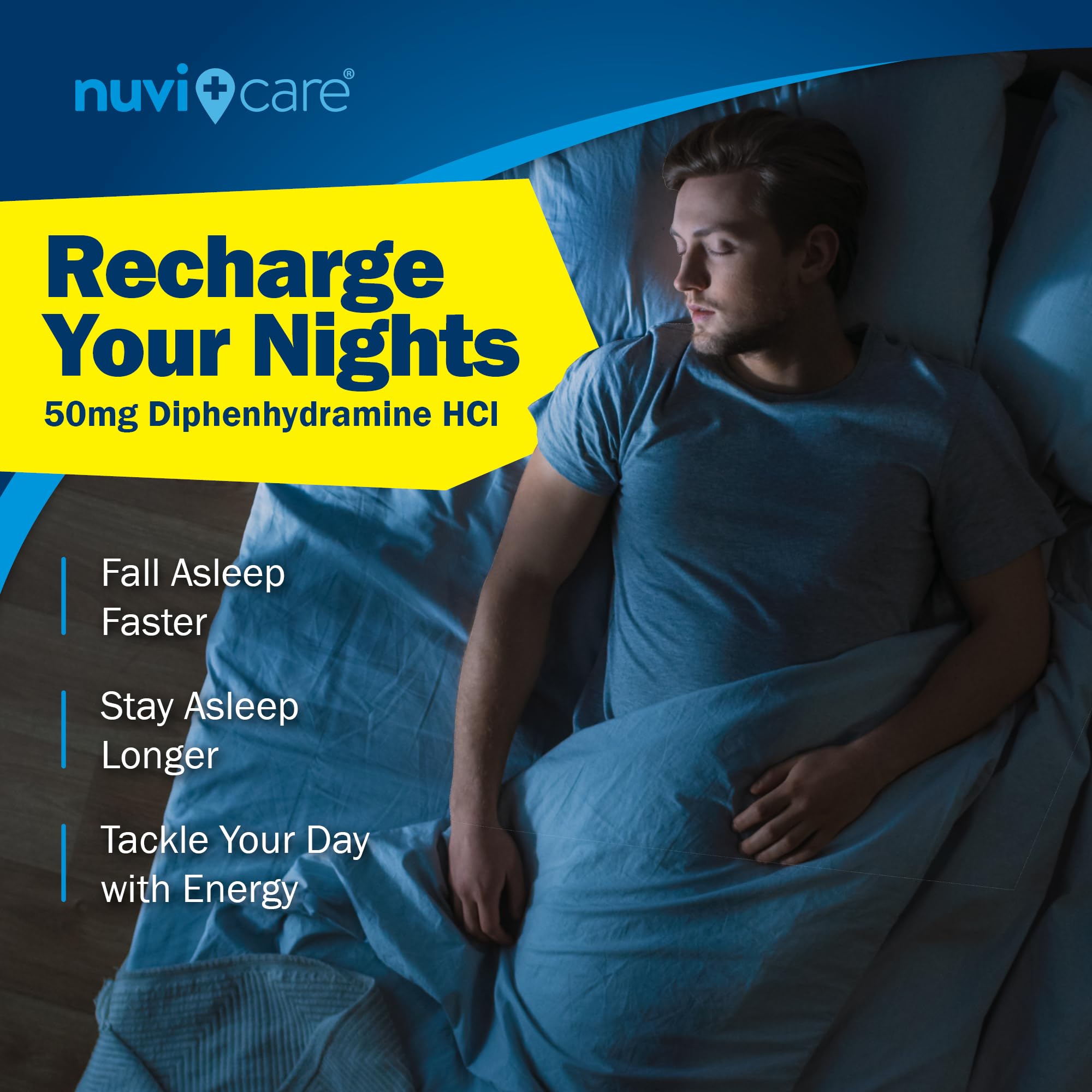 NUVICARE Maximum Strength SleepAid Soft Gels - Nighttime Sleep Aid with Diphenhydramine HCl 50mg - Non Habit Forming Sleeping Pills for Adults - Extra Strong OTC Sleep Aids for Adults (100 Count) - Maple Wellness Supplements