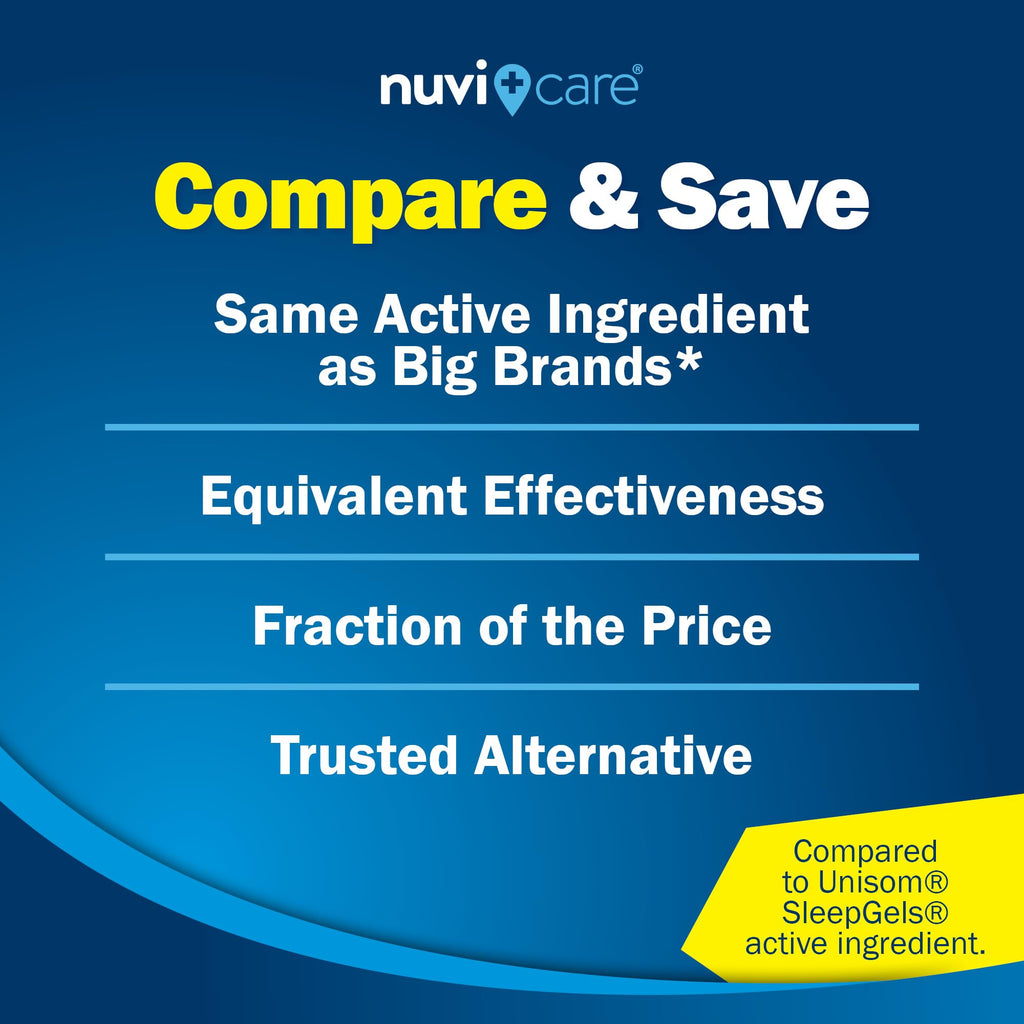 NUVICARE Maximum Strength SleepAid Soft Gels - Nighttime Sleep Aid with Diphenhydramine HCl 50mg - Non Habit Forming Sleeping Pills for Adults - Extra Strong OTC Sleep Aids for Adults (100 Count) - Maple Wellness Supplements