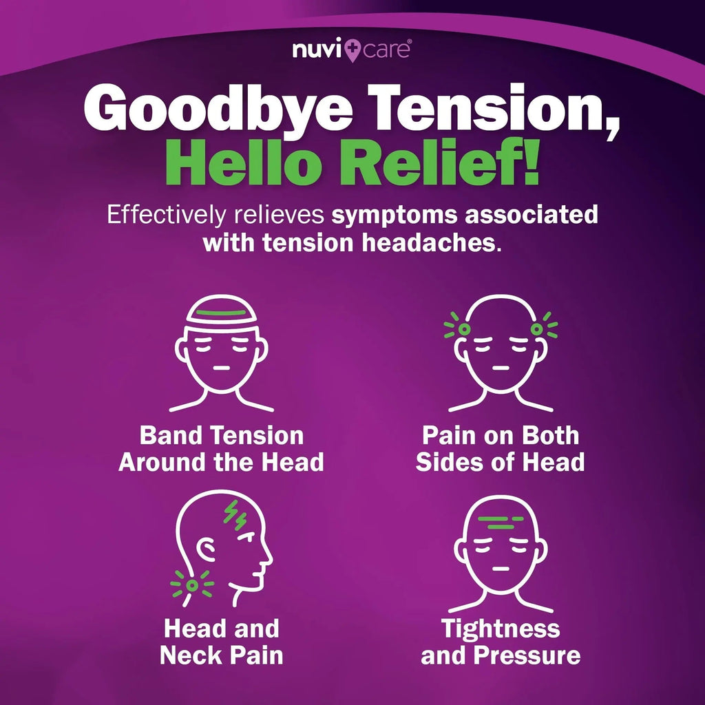 Nuvicare Tension Headache Relief Pills with 500mg Acetaminophen and 65mg Caffeine - Non Aspirin Pain Reliever Aid - Compare to Active Ingredient in Aspirin Free Excedrin Tension Headache (100 Caplets) - TrustMedUSA