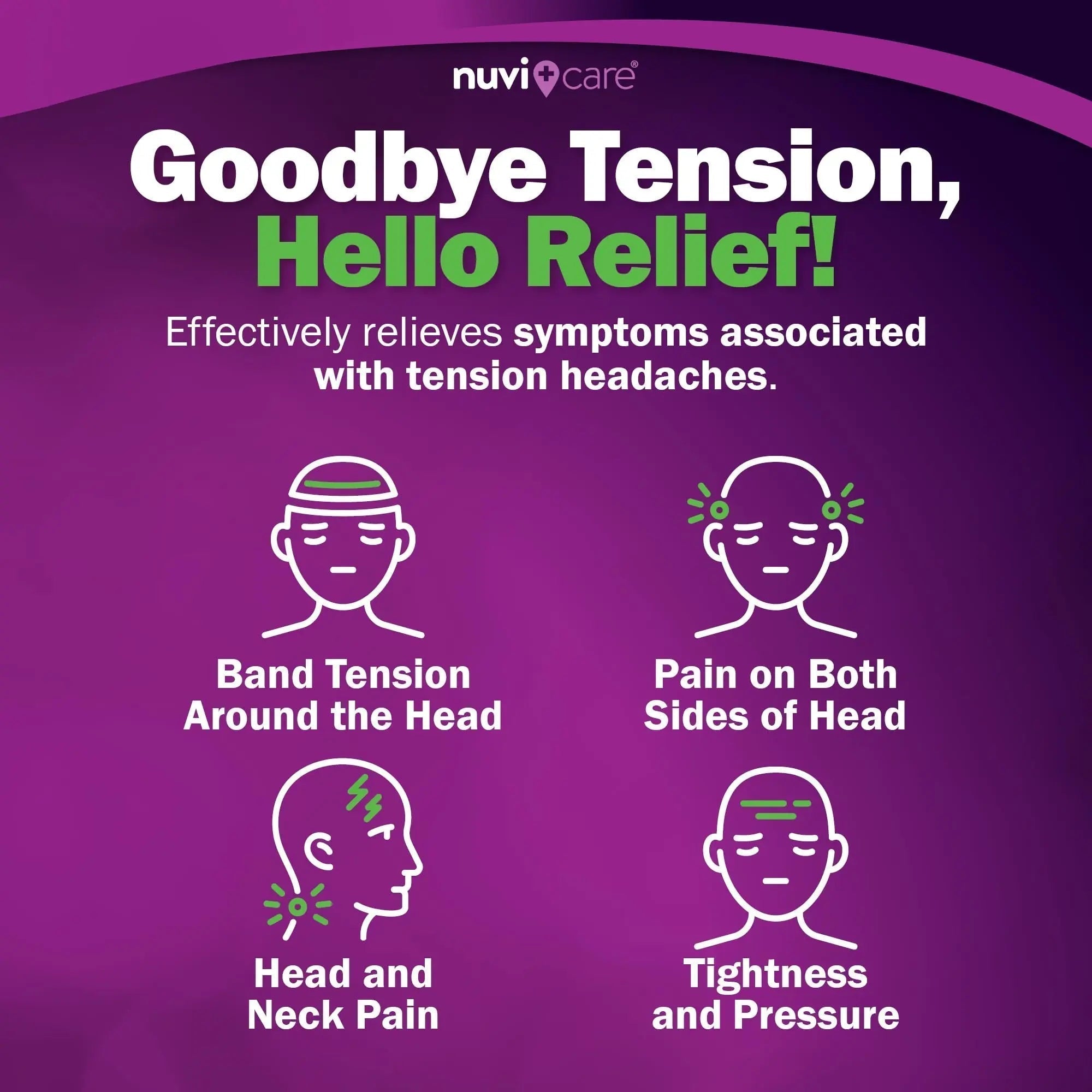 Nuvicare Tension Headache Relief Pills with 500mg Acetaminophen and 65mg Caffeine - Non Aspirin Pain Reliever Aid - Compare to Active Ingredient in Aspirin Free Excedrin Tension Headache (100 Caplets) - TrustMedUSA