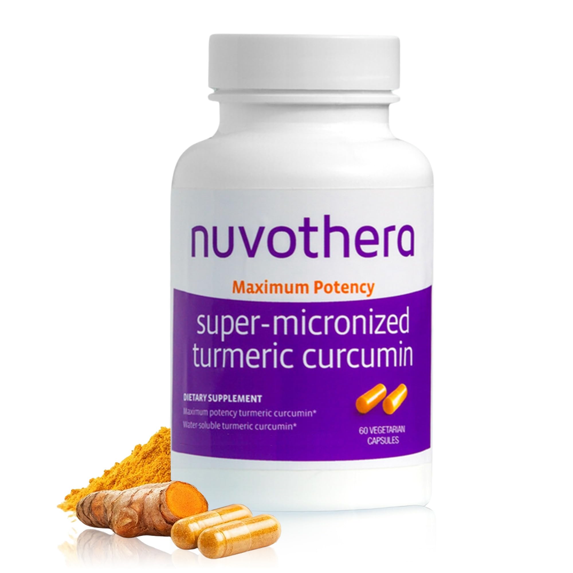 Nuvothera Super-Micronized Turmeric Curcumin Capsules Rapid Absorption, Whole Root, Non-GMO, Skin, Gut Health & Antioxidants (1 Month Pack (60 Capsules)) - Maple Wellness Supplements