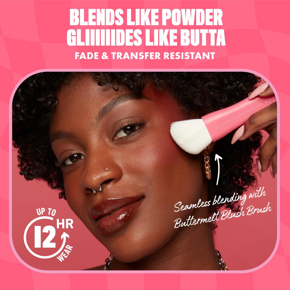 NYX PROFESSIONAL MAKEUP Buttermelt Powder Blush, Fade and Transfer-Resistant Blush, Up to 12HR Make Up Wear, Vegan Formula - For The Butta - TrustMedUSA