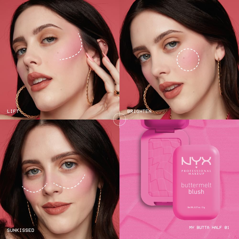 NYX PROFESSIONAL MAKEUP Buttermelt Powder Blush, Fade and Transfer-Resistant Blush, Up to 12HR Make Up Wear, Vegan Formula - For The Butta - TrustMedUSA