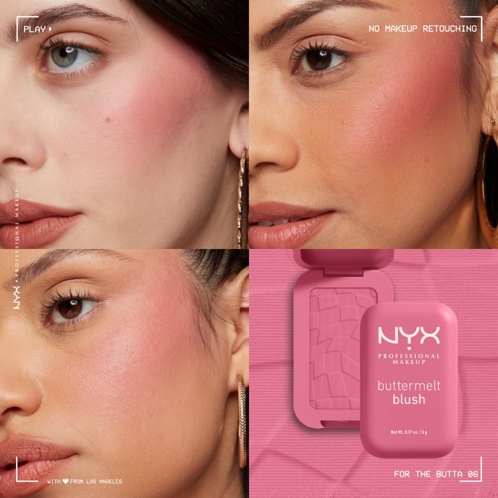 NYX PROFESSIONAL MAKEUP Buttermelt Powder Blush, Fade and Transfer-Resistant Blush, Up to 12HR Make Up Wear, Vegan Formula - For The Butta - TrustMedUSA