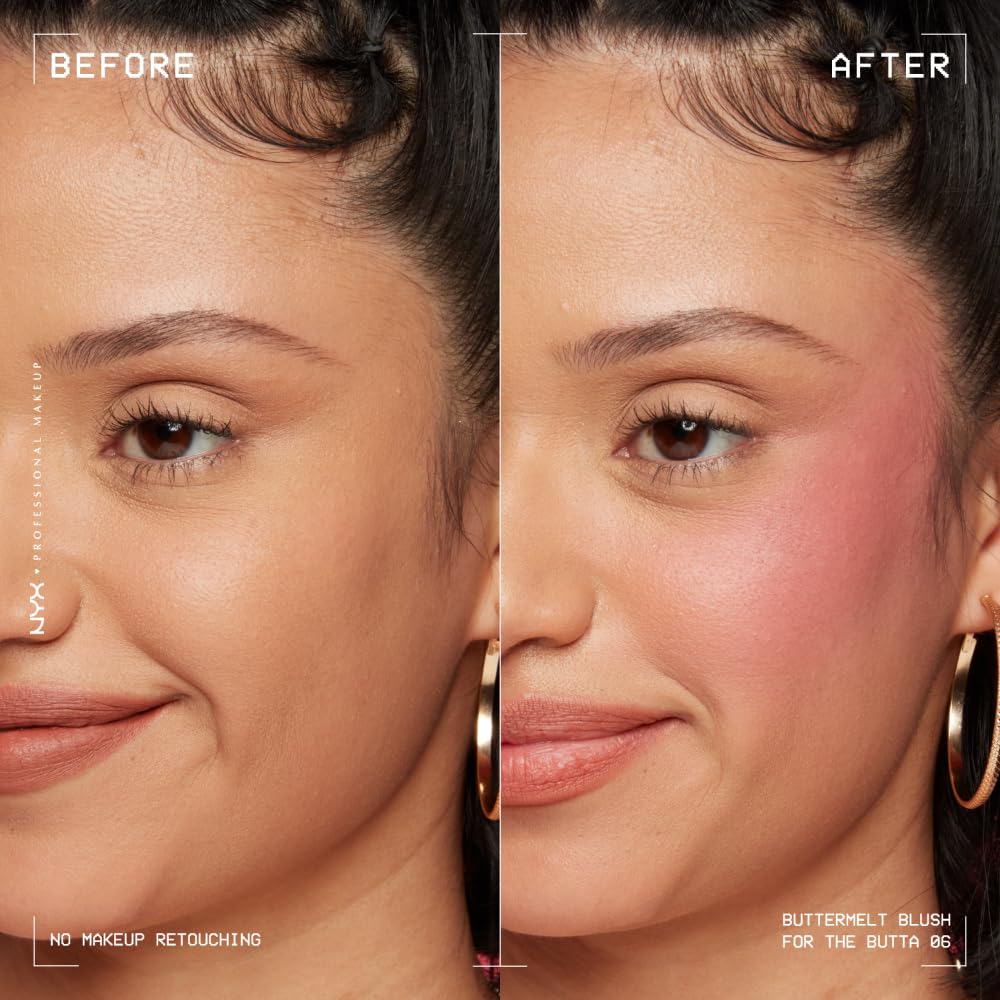 NYX PROFESSIONAL MAKEUP Buttermelt Powder Blush, Fade and Transfer-Resistant Blush, Up to 12HR Make Up Wear, Vegan Formula - For The Butta - TrustMedUSA