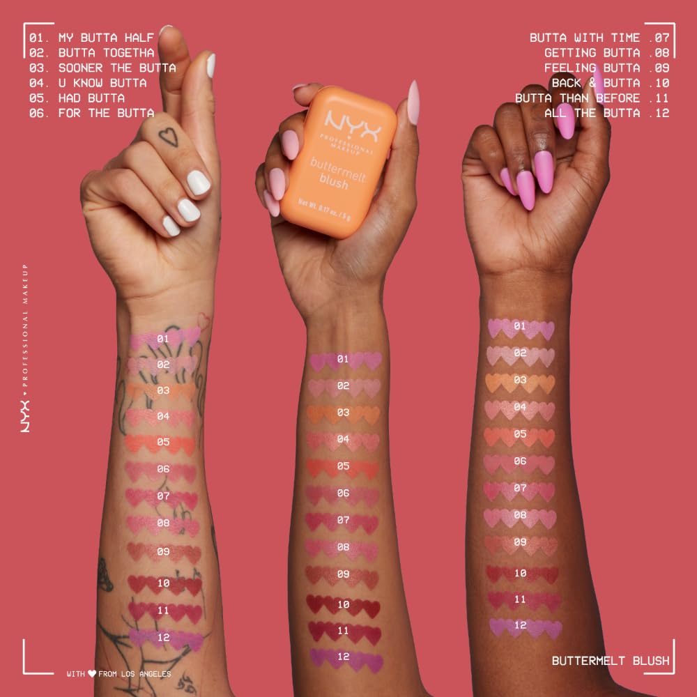 NYX PROFESSIONAL MAKEUP Buttermelt Powder Blush, Fade and Transfer-Resistant Blush, Up to 12HR Make Up Wear, Vegan Formula - For The Butta - TrustMedUSA