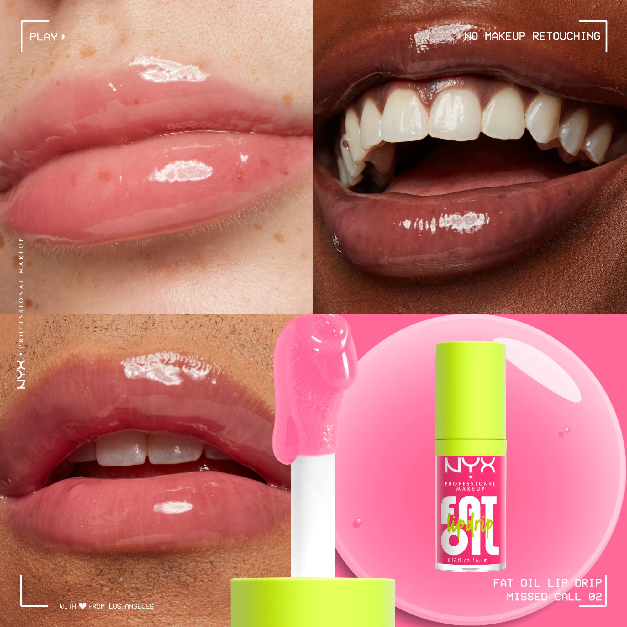 NYX PROFESSIONAL MAKEUP Fat Oil Lip Drip, Moisturizing Lip Oil Gloss, Vegan Tinted Formula, Up to 12 HR Hydration - Missed Call (Sheer Pink) - TrustMedUSA