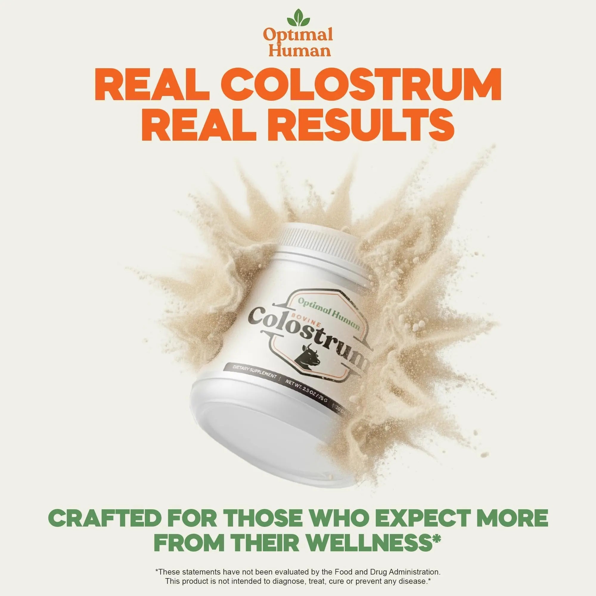 O H Optimal Human Bovine Colostrum Powder with Marshmallow Root – Gut & Immune Support Colostrum Supplement Capsules with IgG & Protein – Non-GMO, GMP Certified, Made in USA – Unflavored 30 Servings - TrustMedUSA