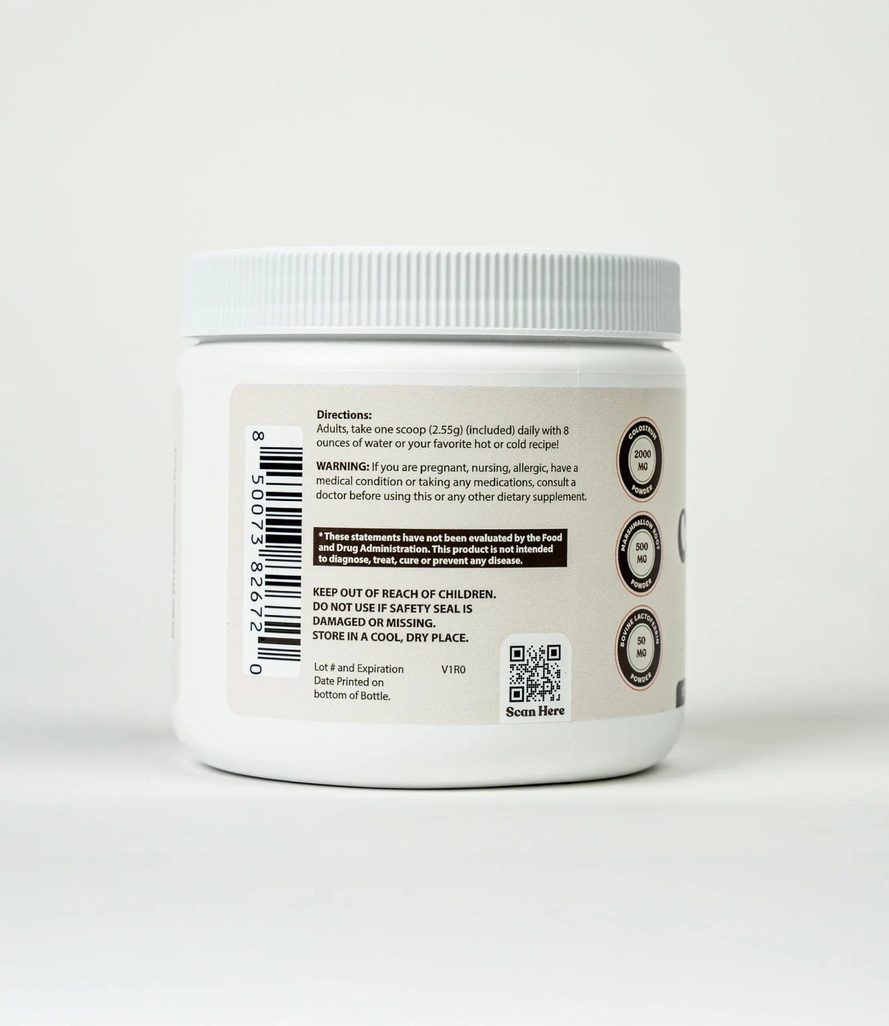 O H Optimal Human Bovine Colostrum Powder with Marshmallow Root – Gut & Immune Support Colostrum Supplement Capsules with IgG & Protein – Non-GMO, GMP Certified, Made in USA – Unflavored 30 Servings - TrustMedUSA
