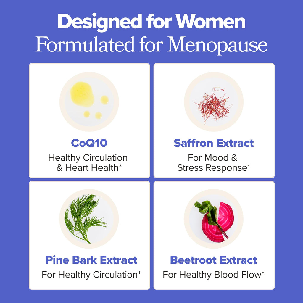 O Positiv MENO Heart + Blood Pressure Support Capsules – Daily Support for Healthy Circulation, Stress Management & Blood Pressure – with CoQ10, Beets, Pine Bark & Saffron – 30 Servings - TrustMedUSA