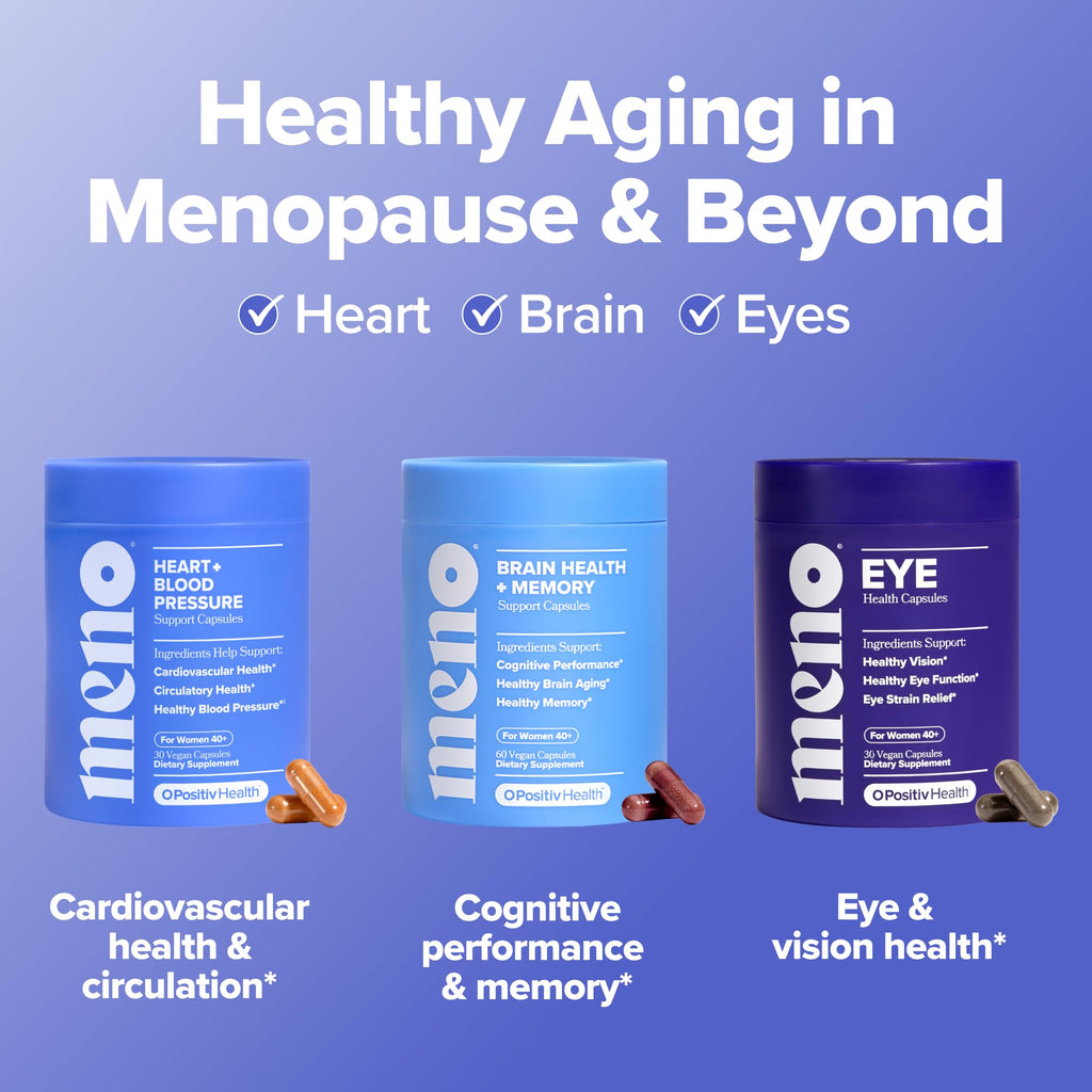 O Positiv MENO Heart + Blood Pressure Support Capsules – Daily Support for Healthy Circulation, Stress Management & Blood Pressure – with CoQ10, Beets, Pine Bark & Saffron – 30 Servings - TrustMedUSA