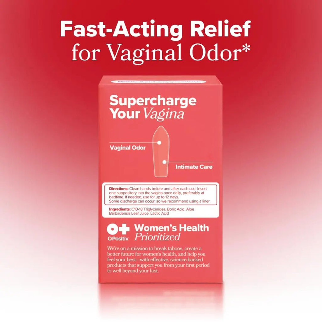 O Positiv URO Boric Acid Vaginal Suppository – with Lactic Acid, and Aloe for Fast Relief and Vaginal Odor Control – Vegan, Free from Parabens, Dyes, and Fragrances – 12 Count (Pack of 1) - TrustMedUSA