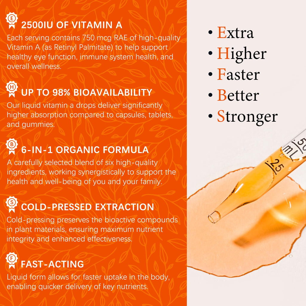 OASIS FORCE 6 in 1 Vitamin A Liquid Drops with Lutein & Zeaxanthin, Vita A Retinyl Palmitate for Skin, Vision & Immune Support, Adults & Kids Ages 6+, Vegan, Non-GMO, 2 Fl Oz - TrustMedUSA