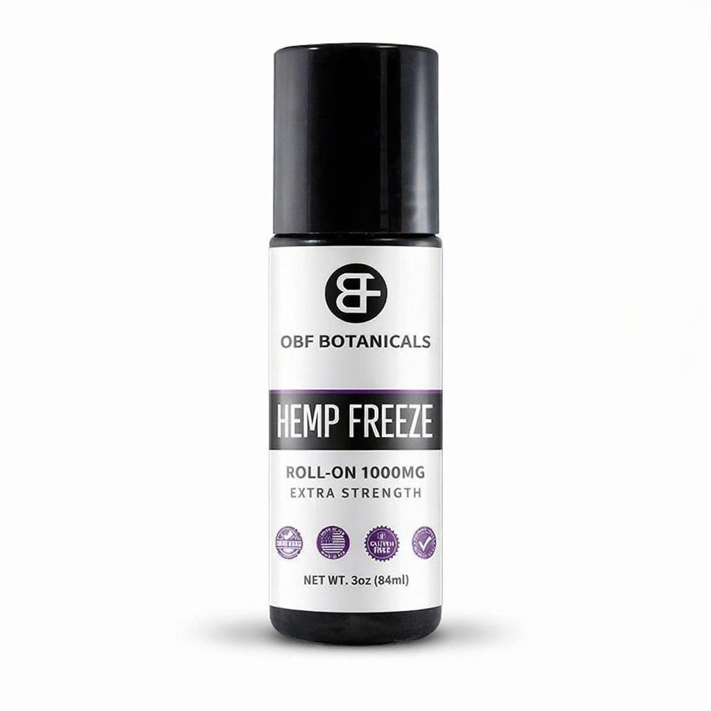 OBF Botanicals Hemp Roll On 3 Oz Instant Effect Topical Pain Relief Hemp Extract and Menthol Concentrated Roll On for Aching Muscles, Joint Relief, Ligaments - 1000mg - TrustMedUSA