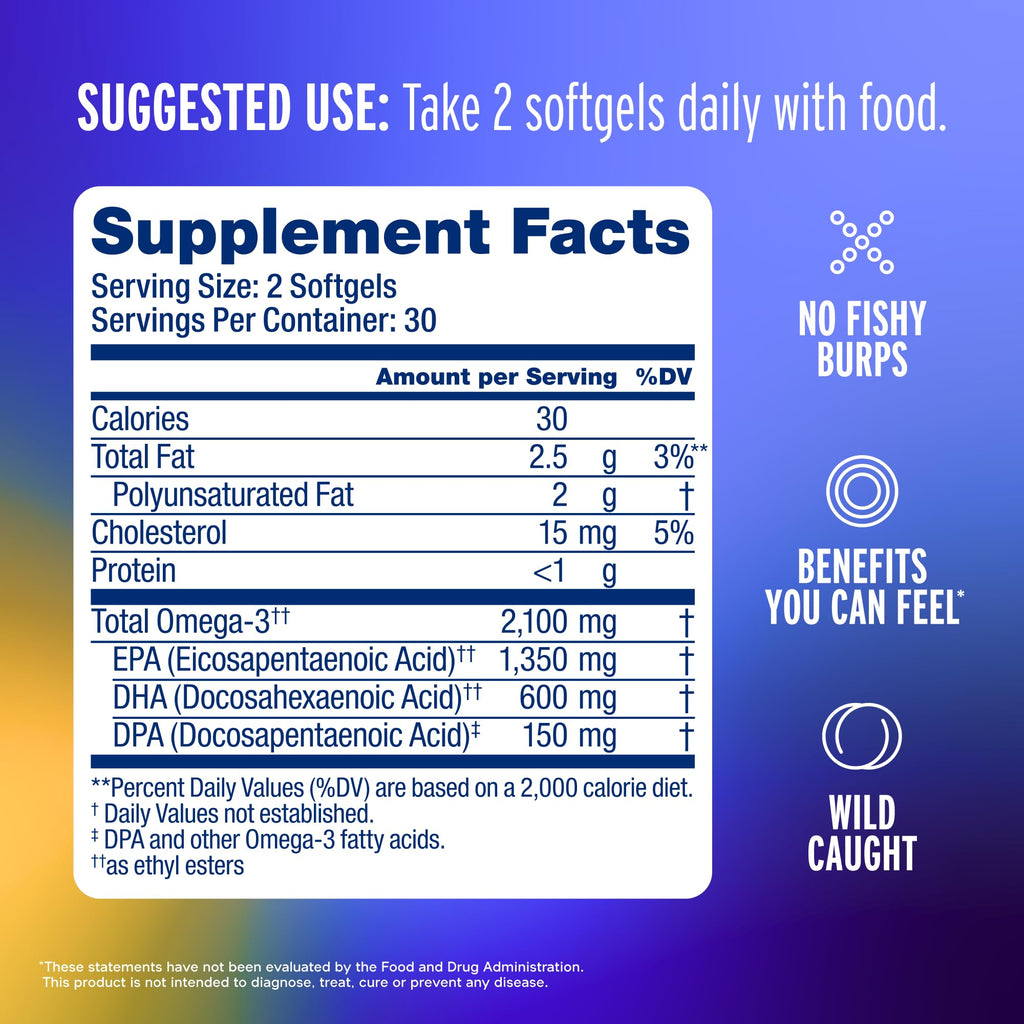 Oceanblue Professional Omega-3 2100mg Fish Oil Supplement – Triple Strength, High Potency EPA, DHA & DPA – Burpless, Wild-Caught, Natural Orange Flavor – 120 Count (Pack of 1) - TrustMedUSA