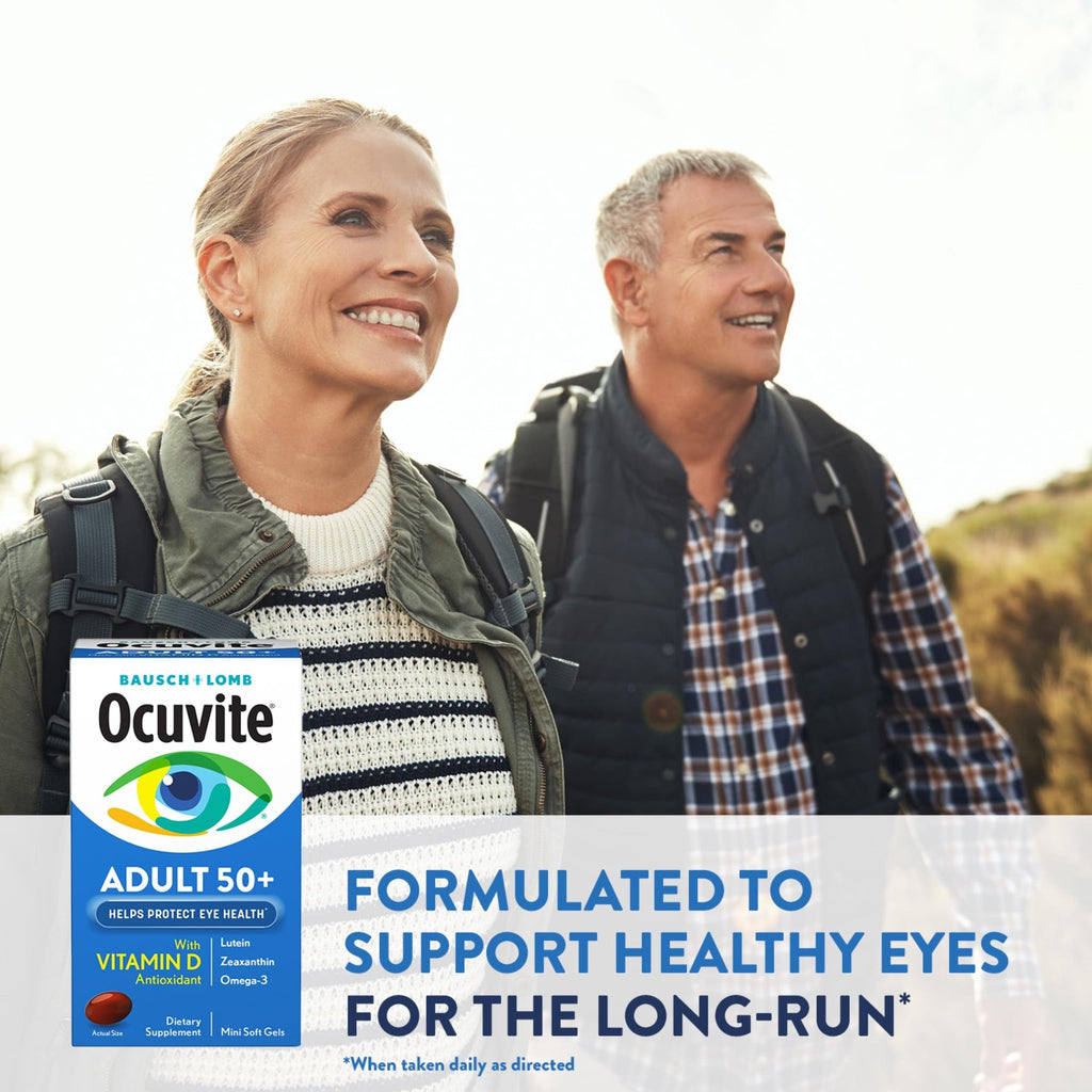 Ocuvite 50+ Eye Vitamin & Mineral Supplement, Multivitamin for Vision & Ocular Health with Omega-3, Zinc, Vitamins C & E, Lutein & Zeaxanthin, Zinc Supplements for Women and Men, 50 Softgels - TrustMedUSA