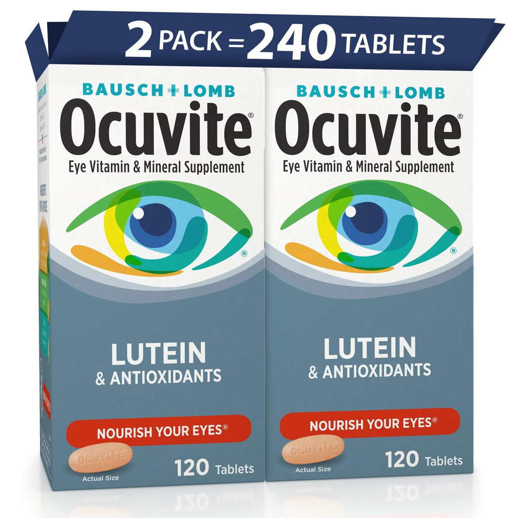 Ocuvite Eye Vitamin & Mineral Supplement, Lutein & Antioxidant Vitamins A, C, E, Zinc for Eye Health, Vitamins for Eyes, 120 Tablets (Pack of 2) - TrustMedUSA