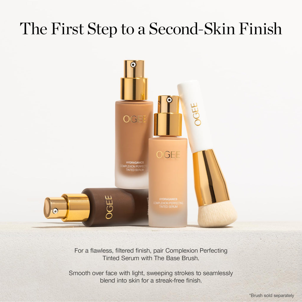 Ogee Complexion Perfecting Liquid Foundation - Lightweight Tinted Moisturizer For Face (Mahogany 14.5N - Deep Cocoa (Rich Undertones) - with Vitamin C & Jojoba Oil - Certified Organic & Made in USA - TrustMedUSA