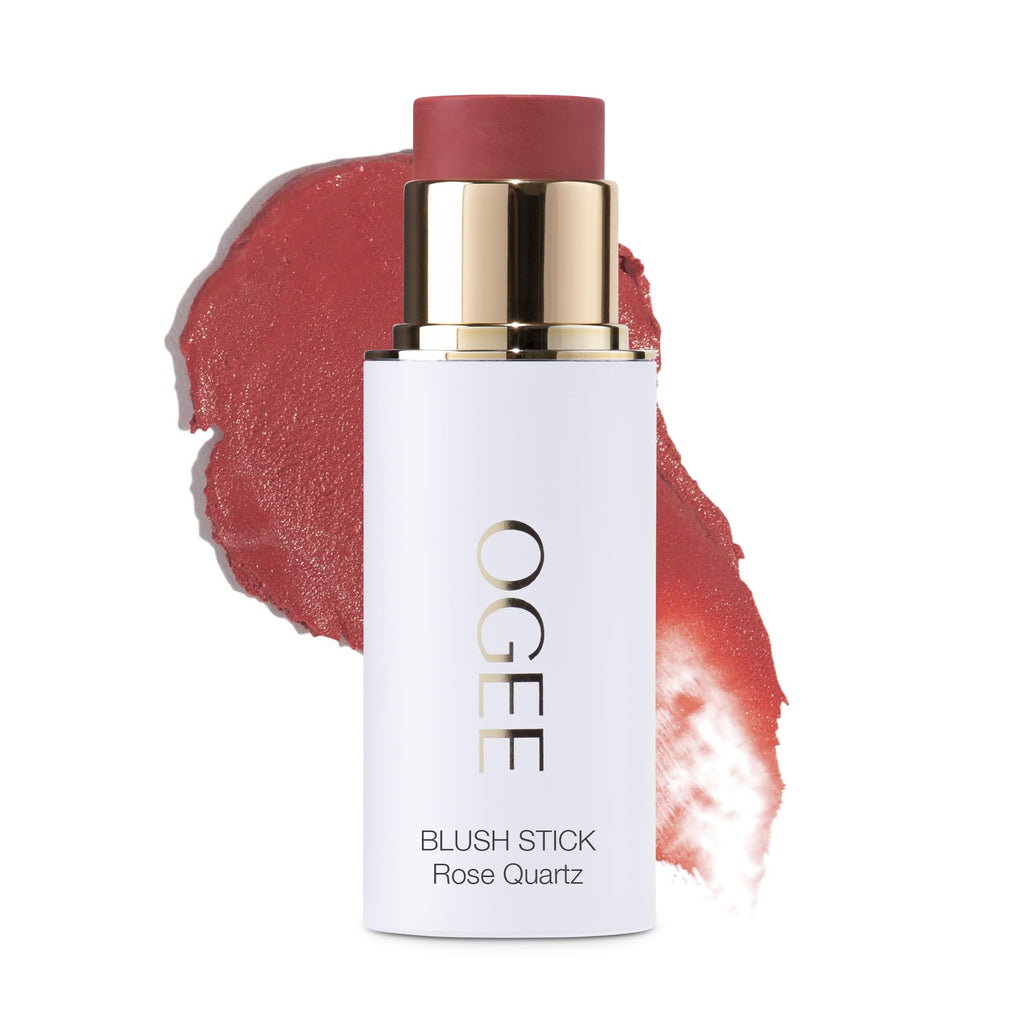 Ogee Sculpted Face Stick (ROSE QUARTZ - ROSE BLUSH) Certified Organic Blush Stick - Multi-Use Cream Blush Stick for Cheeks, Lips & Face - TrustMedUSA