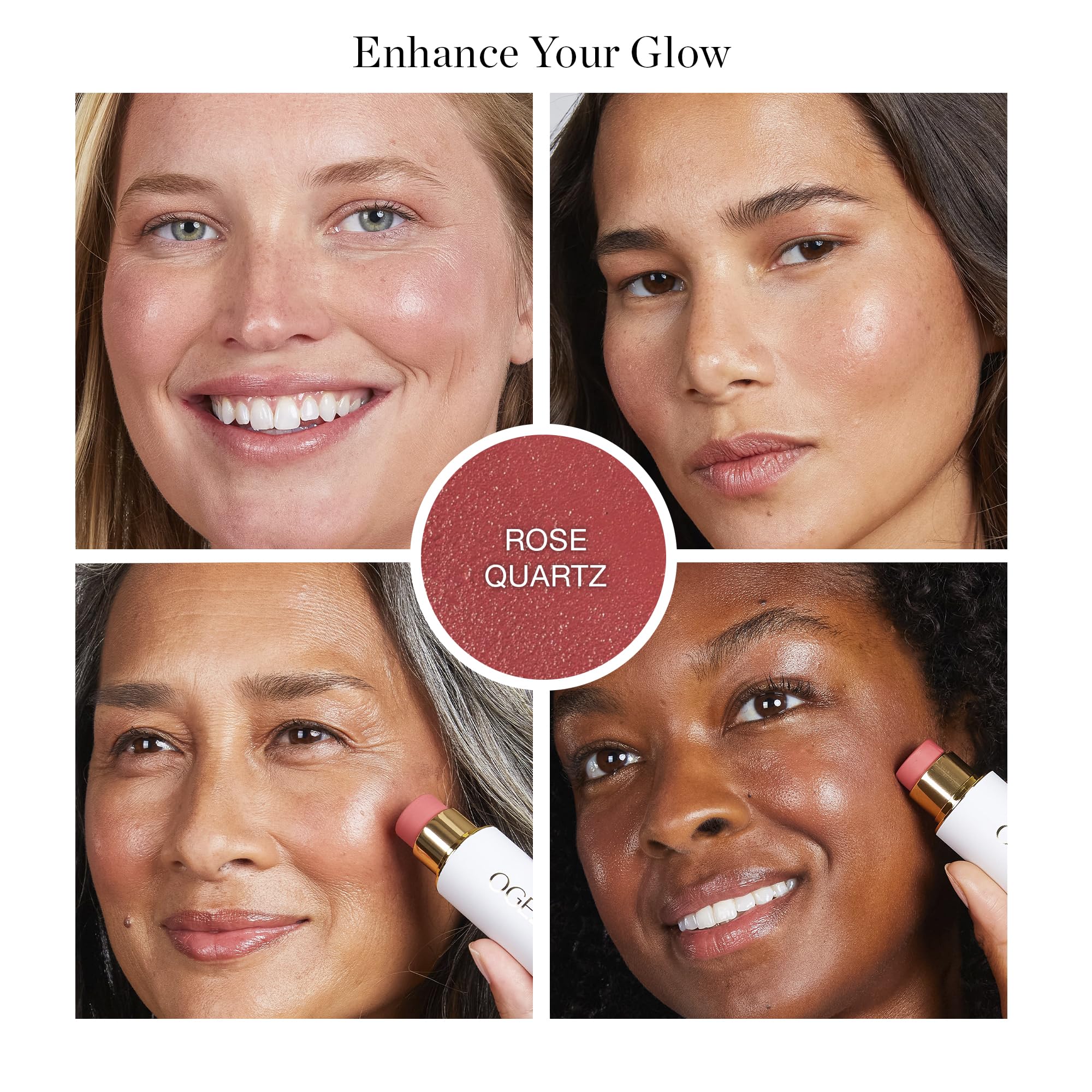 Ogee Sculpted Face Stick (ROSE QUARTZ - ROSE BLUSH) Certified Organic Blush Stick - Multi-Use Cream Blush Stick for Cheeks, Lips & Face - TrustMedUSA