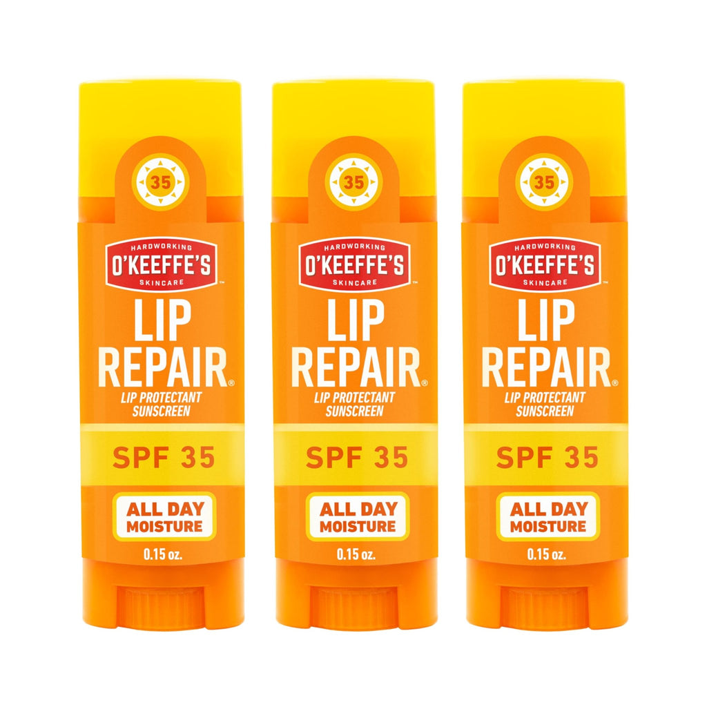 O'Keeffe's Lip Repair SPF 35 Lip Balm - Stick (3 Pack) - Sun-Safe Moisturizer for Extremely Cracked, Dry Lips - TrustMedUSA