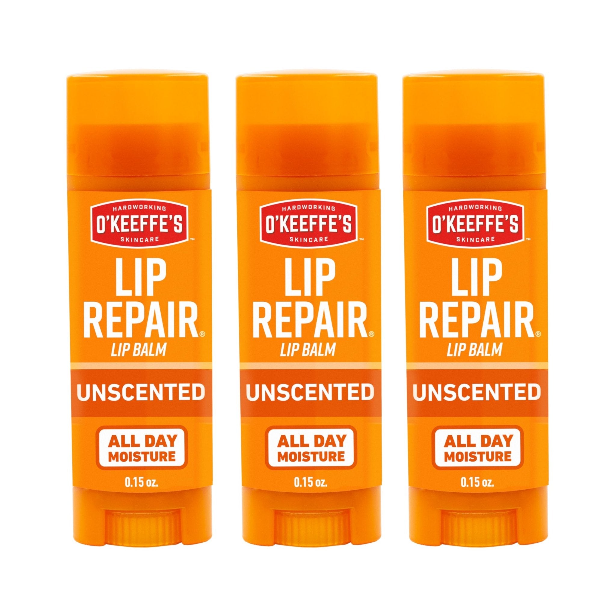 O'Keeffe's Lip Repair Unscented Lip Balm for Dry, Cracked Lips - Stick (3 Pack) - Moisturizer for Very Dry Lips - TrustMedUSA