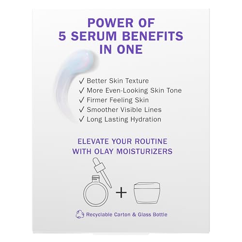 Olay Super Serum - Glow Serum for Face - Activated Niacinamide, Vitamin C & E, Collagen Peptide, AHA - 5-in-1 Benefits - Brightens, Hydrates, Smooths, Firms, Evens Tone, Proactive Anti-Aging, 1.7 Oz - TrustMedUSA